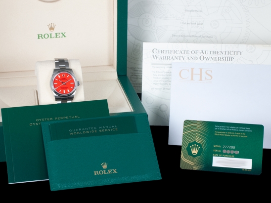 Rolex Oyster Perpetual 31 New Rosso Oyster Coral Red - NOS Full Set 277200